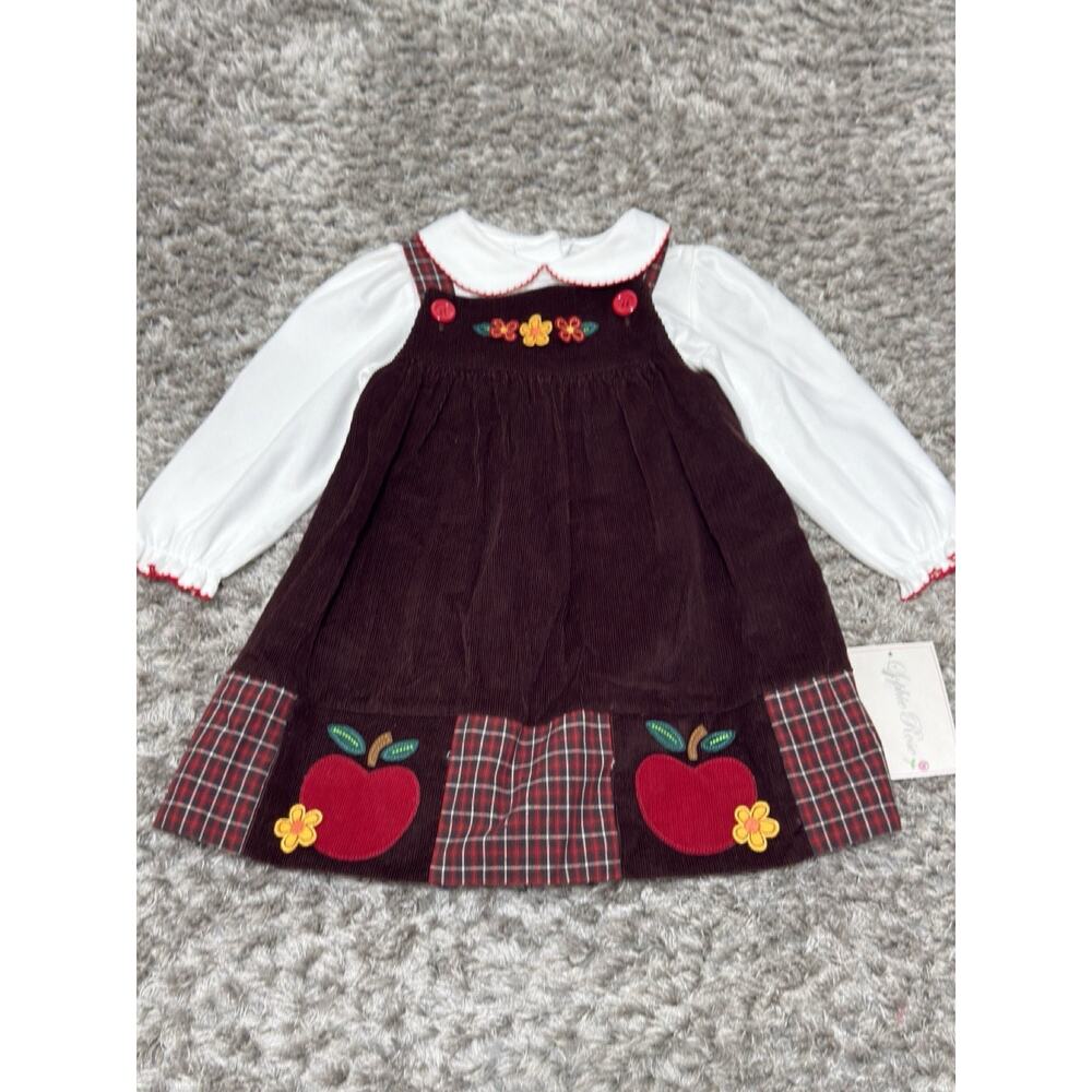 Sophie Rose Baby Dress Corduroy Embroidered Apple Brown 24 Months Peasant NWT